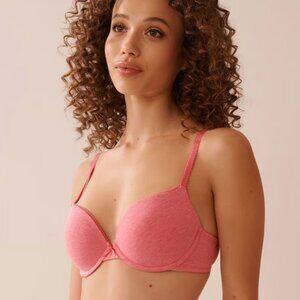 NEW Set of 2 Pink La Vie En Rose Cotton Bra Demi Push Up Lined Wireless 32B